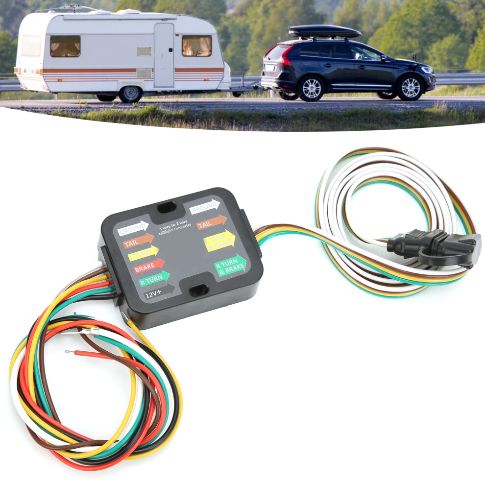 Trailer Wiring Converter Powered 3 To 2 Wire Trailer Tail Converter With 60In Wiring Led Compatible Light 4381322207121