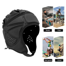 Weicher Helm für Rugby, Fußball, Sportkopfbedeckung, Schwarz, Allgröße