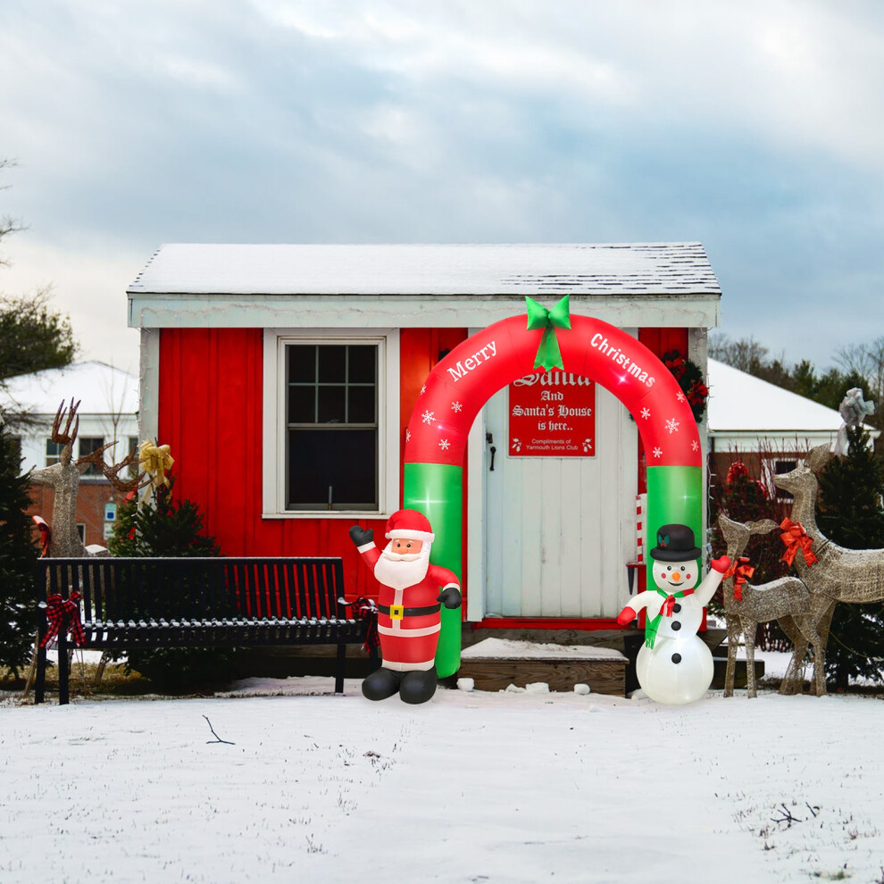 8FT Xmas Inflatable Archway Snowman Arch Yard Decoration Holiday Home Decorations LED Lights Outdoors Ornaments Xmas New Year Party Shop Ga