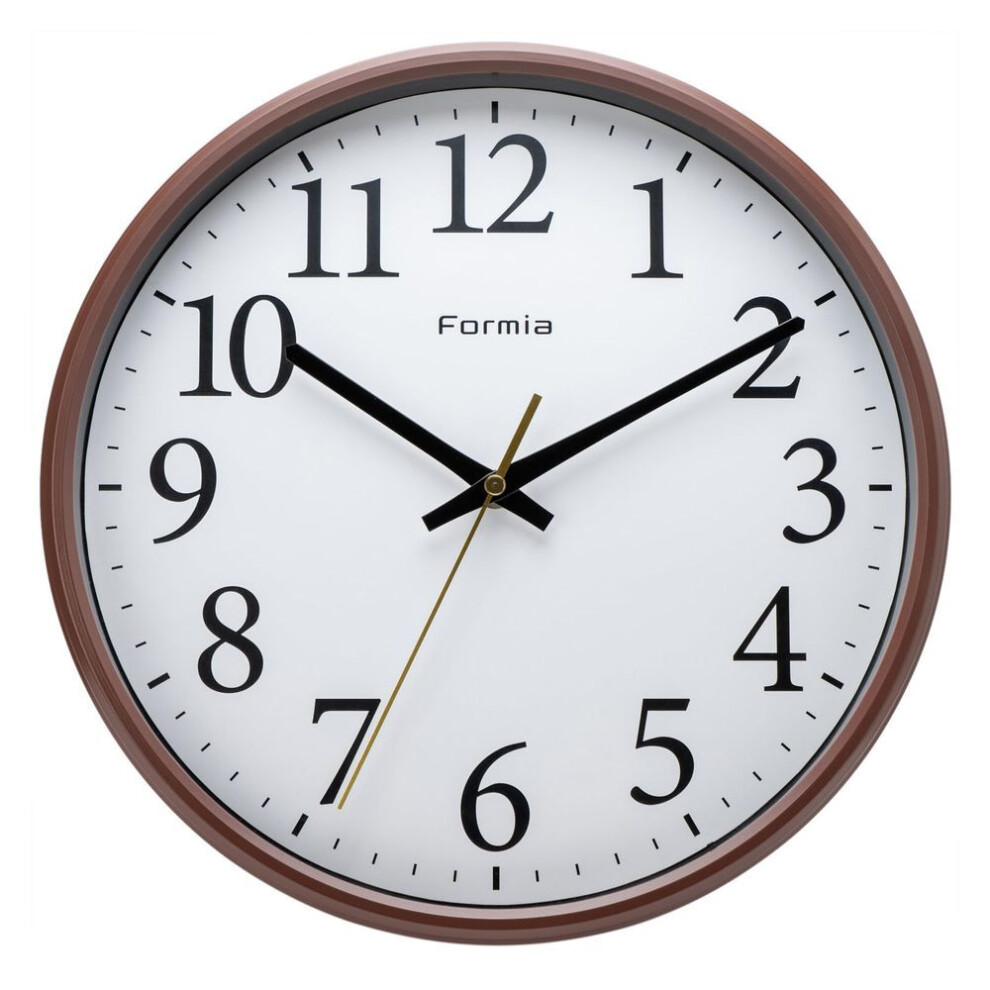 Formia Wall Clock, Easy To Read, Simple, Children, Quiet, Continuous Second Hand, Analog, Hodogaya Electronic Sales, Brown Hwc-015w-br
