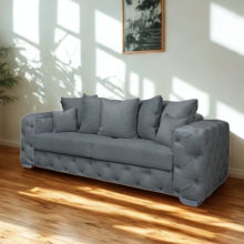 (Coffee Grey, 3-Seater Sofa) Plush Velvet 3 & 2 Seater Sofa Set | Ashton Scatter Back | 5 Seater Corner Sofa