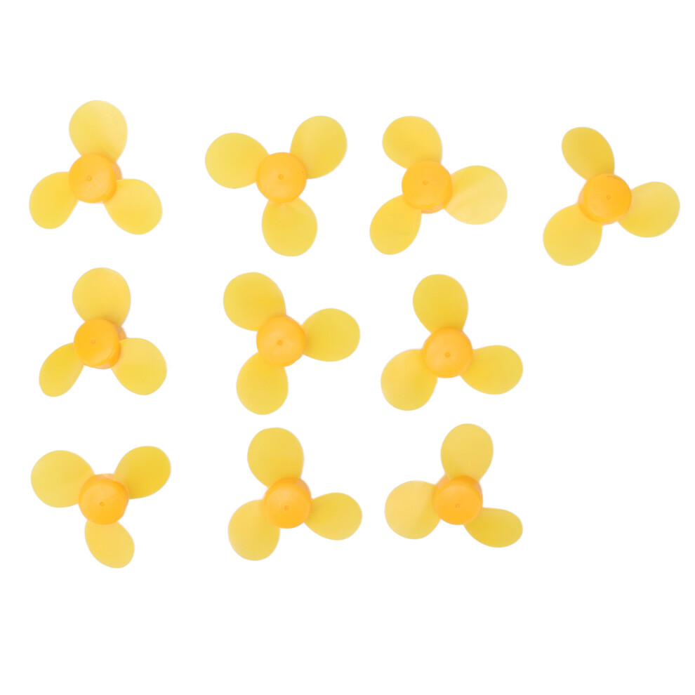 10Pcs Toy Propeller ABS Plastic 3 Blades Fan DIY Toy Model Accessories Yellow 743Y2A-image-OPC-PHVXHCZ-NEW