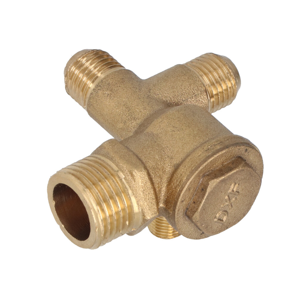 Air Compressor Valve Replacement Components Brass 4 Way Double Pipe Check Valve Accessory10x14x14x20.5mm / 0.4X0.55x0.55x0.8in 9311322211137