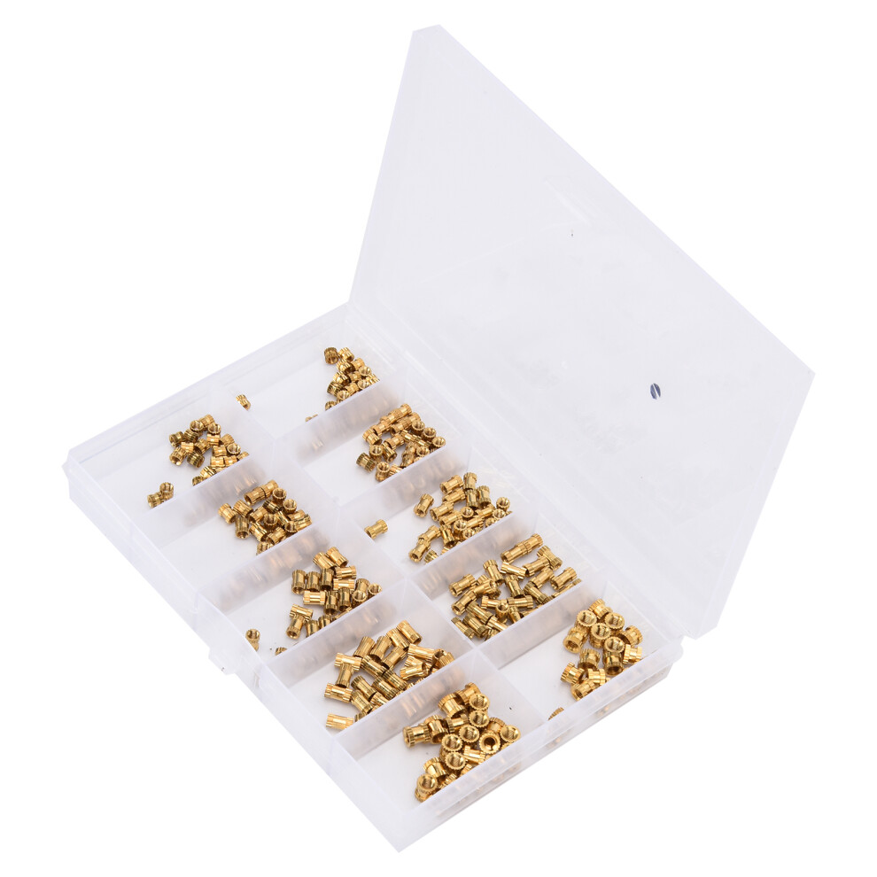 280Pcs Brass Knurled Nut Threaded Insert Embedment Fasteners M2 M2.5 M3 Assortment Kit 9331322211159