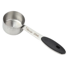 Cucchiaio dosatore per caffè in acciaio inossidabile da 30 ml con impugnatura in silicone, misura 1/8 di tazza