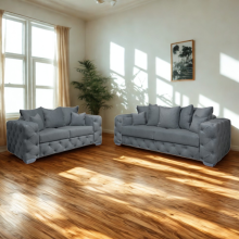 (Coffee Grey, 3+2-Seater Sofa) Plush Velvet 3 & 2 Seater Sofa Set | Ashton Scatter Back | 5 Seater Corner Sofa