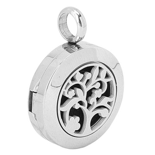 Aromatherapy Locket Diffuser Pendant Tree Shape Stainless Steel Hollow Essential Oil Container 2