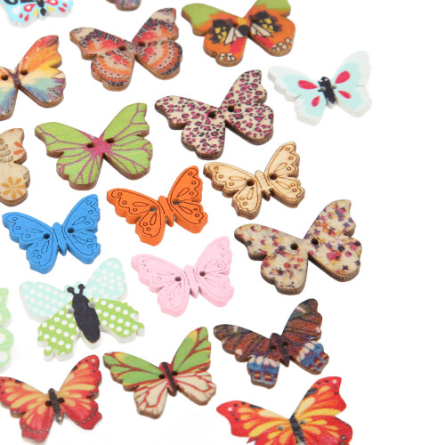 100 pièces bouton papillon - multicolore, dessin animé, DIY 2