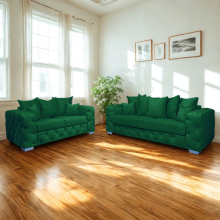 (Emerald Green, 3+2-Seater Sofa) Plush Velvet 3 & 2 Seater Sofa Set | Ashton Scatter Back | 5 Seater Corner Sofa