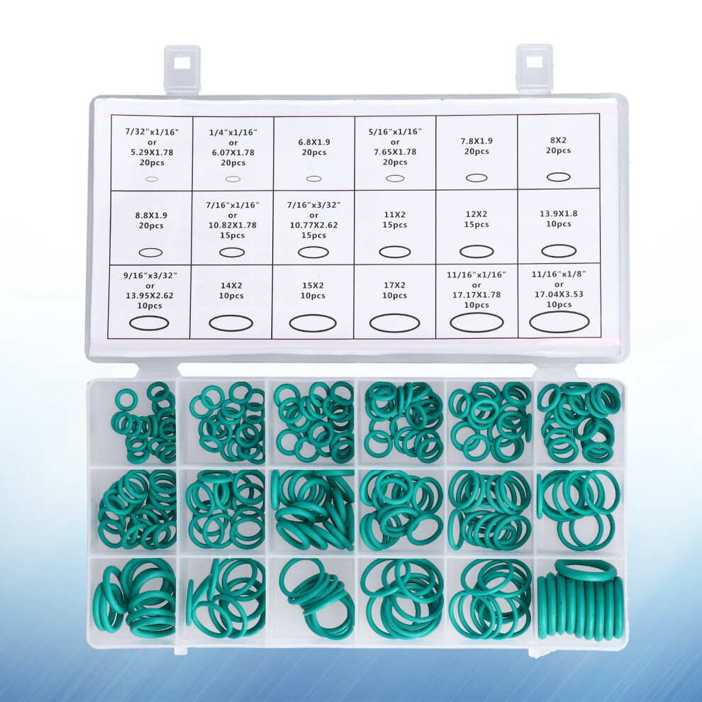 270Pcs O Rings Seal Gasket Washer Assortment Set 18 Sizes Kit Rubber Grommets For Repair Green 3201322220818
