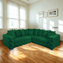 (Emerald Green, 5-Seater Corner Sofa) Plush Velvet 3 & 2 Seater Sofa Set | Ashton Scatter Back | 5 Seater Corner Sofa