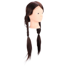 Tête de mannequin aux cheveux bruns longs, fibres synthétiques haute température