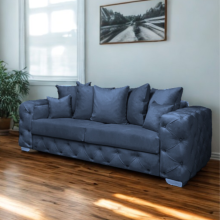 (Steel, 3-Seater Sofa) Plush Velvet 3 & 2 Seater Sofa Set | Ashton Scatter Back | 5 Seater Corner Sofa