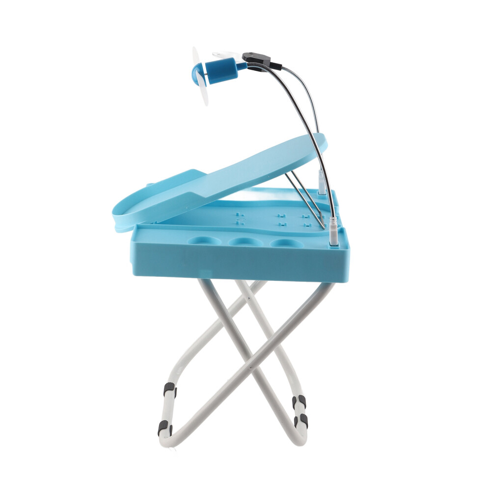Pedicure Foot Rest Non Slip Professional Adjustable Pedicure Stand Kit with LED Magnifier Drying Fan