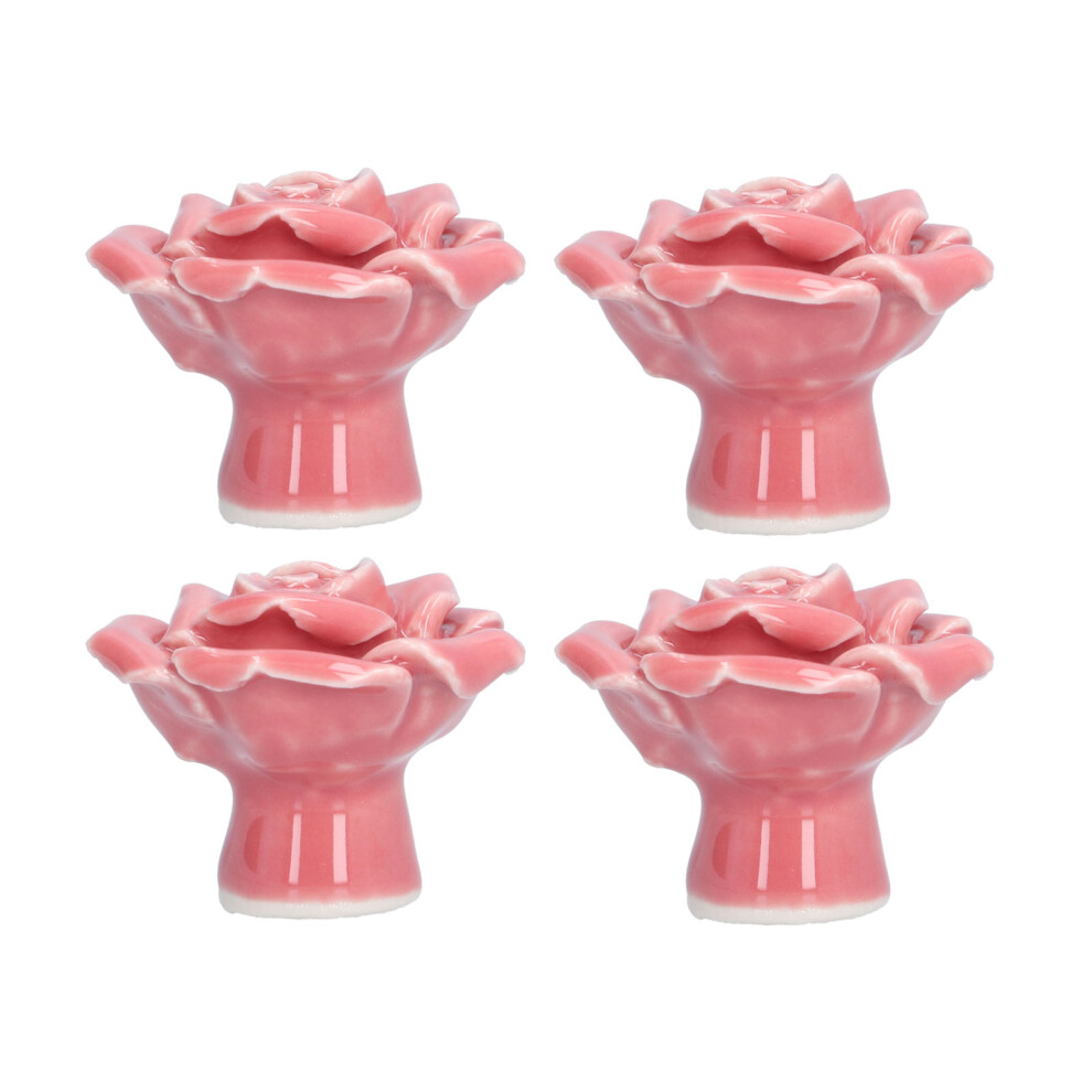 4 Set Rose Shaped Handle Modern Ceramic Cabinet Knob For Home Living Room Bedroompink 8471322228007