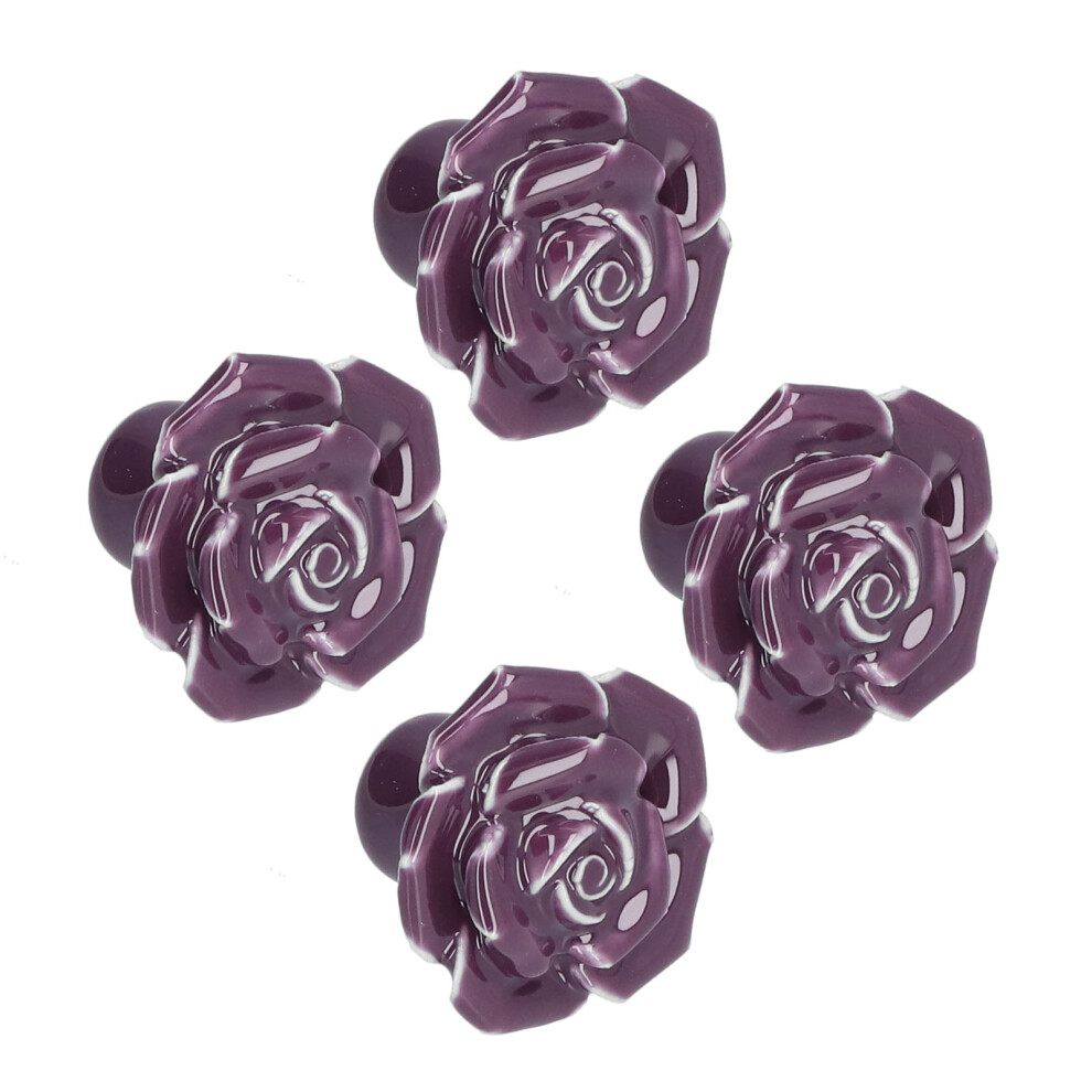 4 Set Rose Shaped Handle Modern Ceramic Cabinet Knob For Home Living Room Bedroompurple 8451322228016