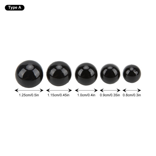 100 pezzi di occhi di sicurezza: A 8-12.5mm; B 9-15mm, plastica 2