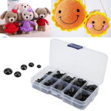 360 Stück schwarzes rundes Puppenaugen-Set, verschiedene Größen, langlebiges Harz & Kunststoff