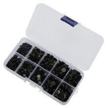 760 Stück schwarze runde Puppenaugen 4mm-10mm Resin Flachrücken DIY Spielzeugaugen