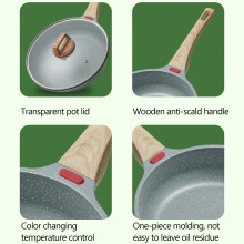Induction Fry Pan Skillet Maifan Stone Non-stick Egg Roll Pan Frying Pan With Wood Handle Omelette Pan for Baby Kids Food Cooking