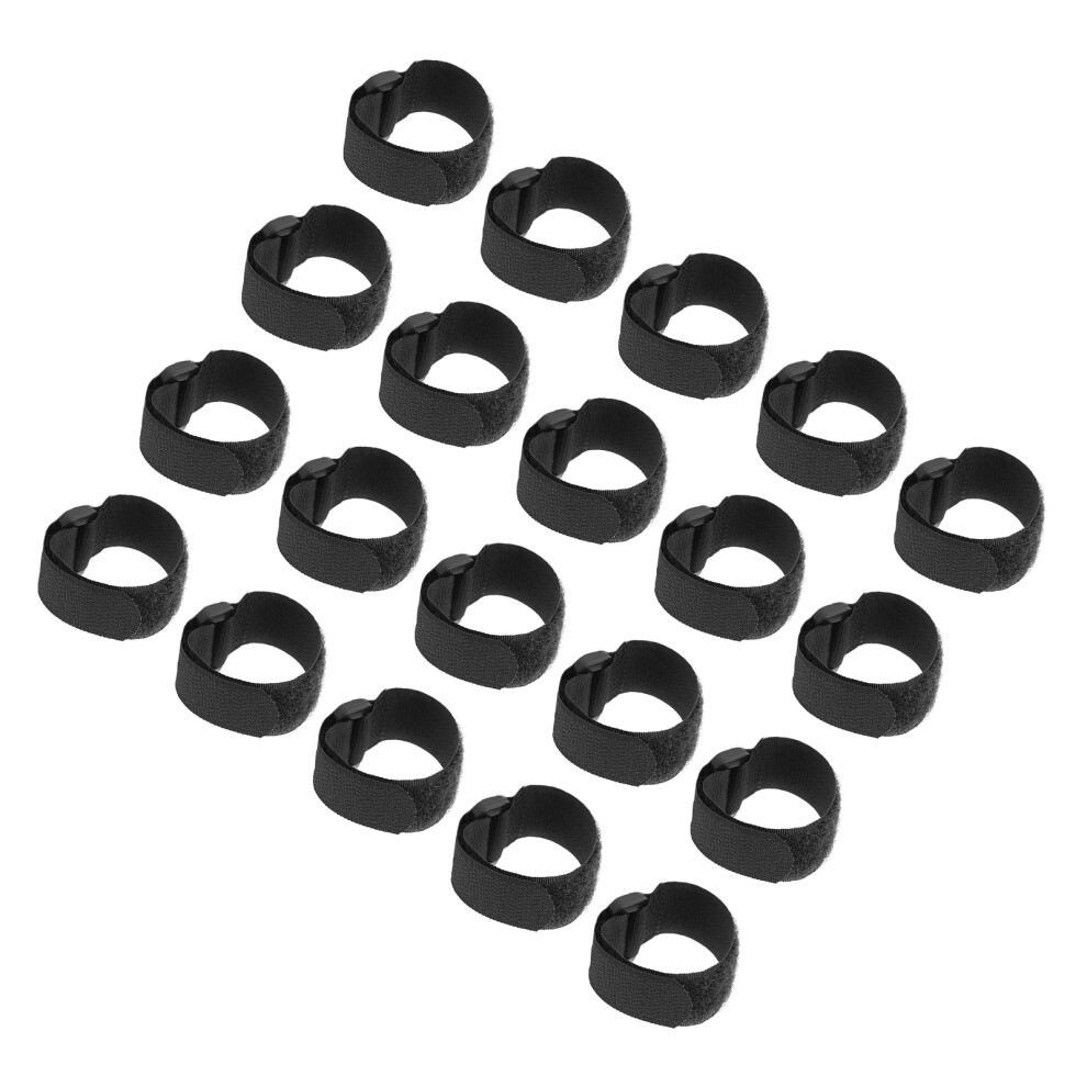 20Pcs Strapping Cable Ties With Hook And Loop Reusable Plastic Buckle Nylon Hook And Loop Fastener Black20x200mm 6951322231402
