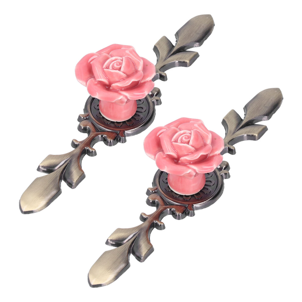 2Set Cabinet Knob Rose Flower Ceramic Pull Handle Closet Drawer Knob For Kitchen Furniture 9461322232417