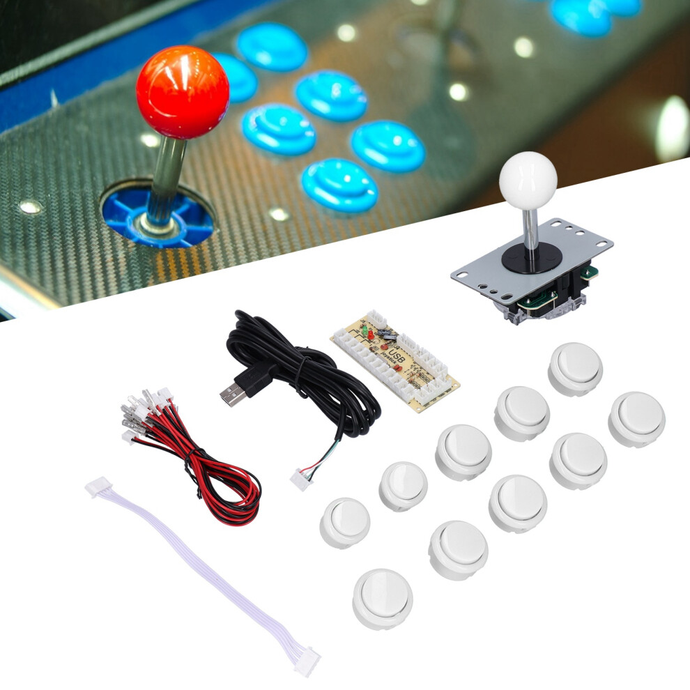 Qm070901 Arcade Game Joystick Kits Zero Delay Arcade Game Diy Kit Parts With Encoder Board 10 Buttons Joystick For Mamewhite 8791322232607