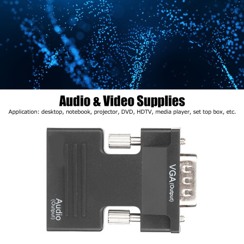 Convertitore HDMI a VGA Nero ABS Audio da 3,5 mm V1.4 2