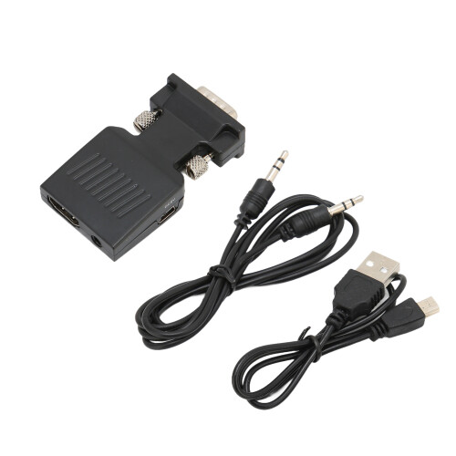 Convertitore da VGA maschio a HDMI, nero, alimentato tramite USB 1