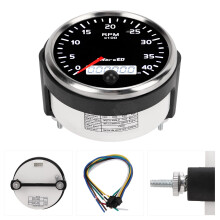 85mm Wasserfester Tachometer 0-4000 U/min Weiß/ Bernstein Hintergrundbeleuchtung für Benzinmotoren
