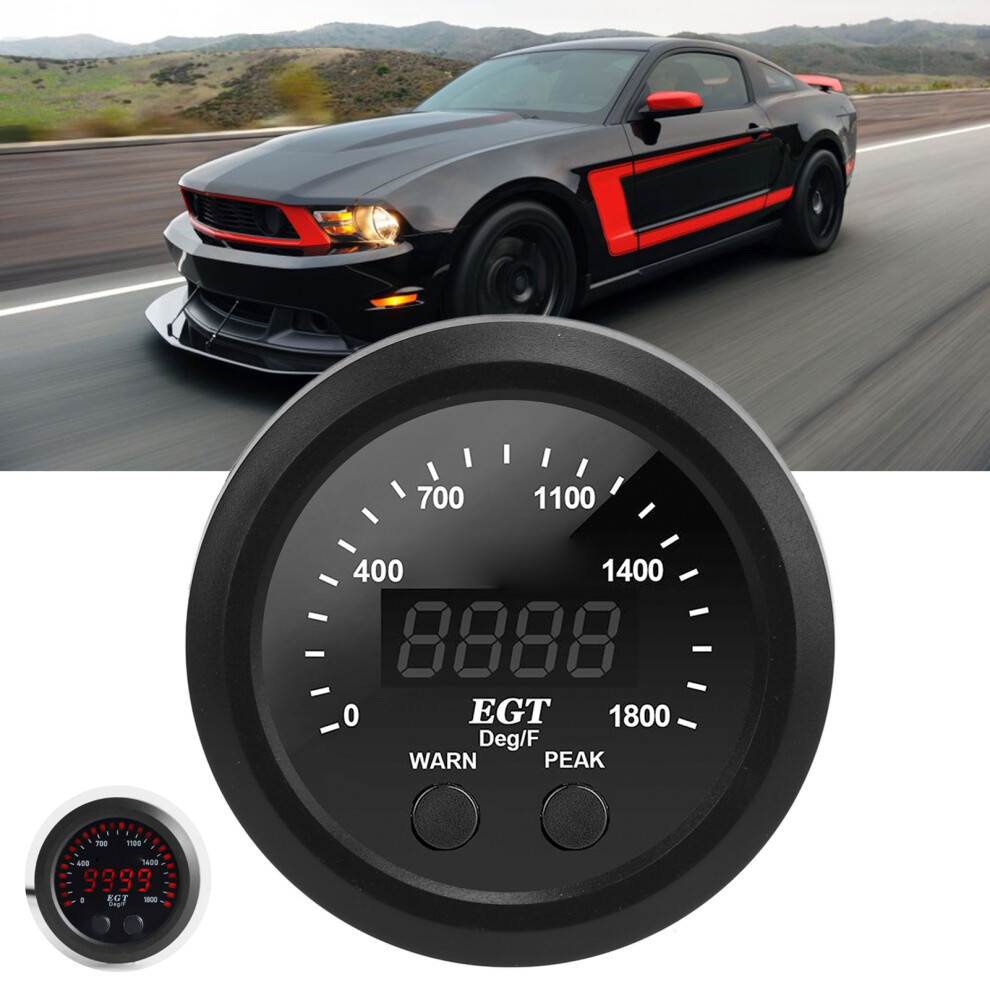 Car Exhaust Gas Temperature Gauge 2Â1/16In 52Mm Ultra Thin 0Â1800 Led Universal With Sensor Red 6951322234090