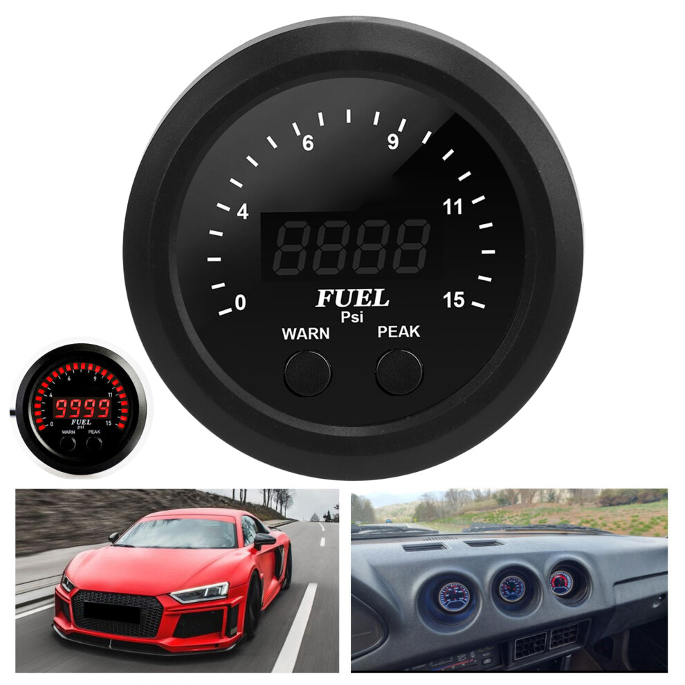 Oil Pressure Gauge Kit 2Â1/16In 52Mm Ultraslim 15Psi Led Accurate Stable Antishock Fuel Press Meter Red 9411322234102