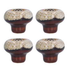 Lot de 4 poignées en céramique rétro 32x34mm motif léopard vert