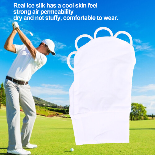 Gant de golf demi-doigts élastique M blanc UV soie glacée 2