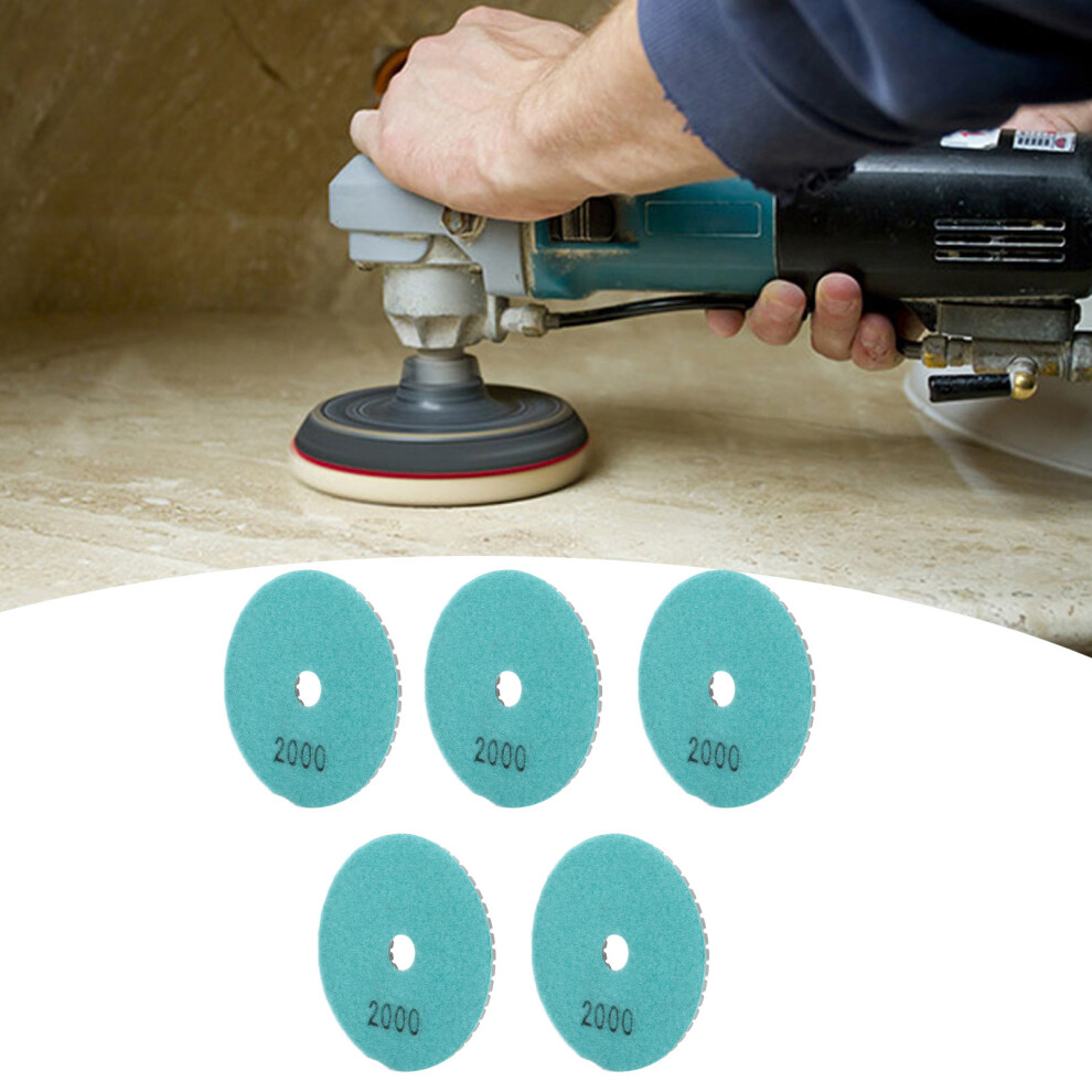 5Pcs 4In Diamond Wet Polishing Pads Soft Grinding Disc Kit For Marble Granite Ceramics2000 Grits 3781322241179