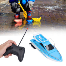 Barca RC senza fili blu 2,4 GHz 26x7x9 cm, 3xAA