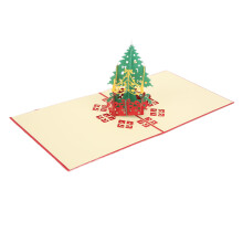 Biglietto di auguri natalizi 3D con albero di Natale e busta rossa