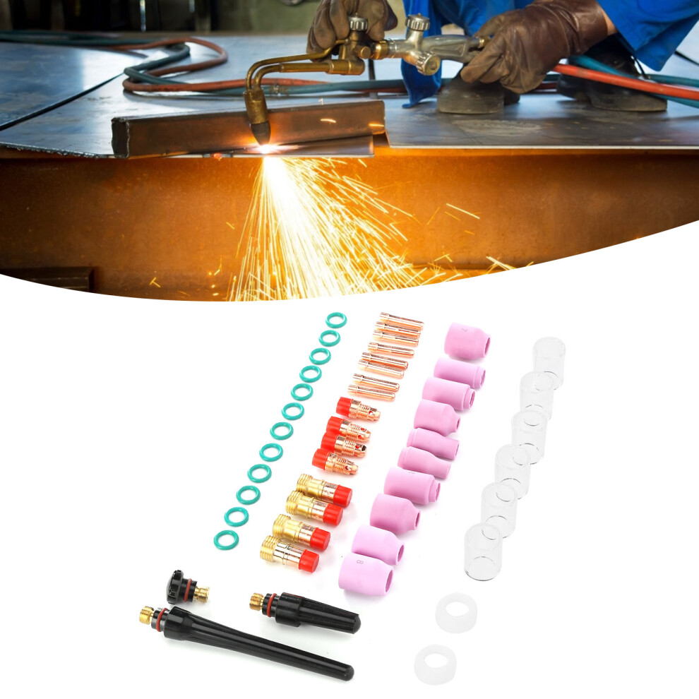 49Pcs Tig Welding Torch Kit Collets Ceramic Nozzles Cups Replacement For Wp17 18 26 150Â250A 7891322246503