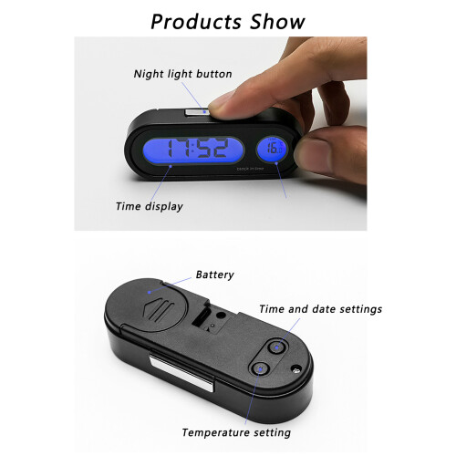 Termometro per auto Luce Notturna 210 mAh 7,5x2,6x1,6 cm 2