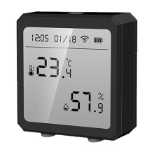 Smart WiFi Innenraum-Hygrometer-Thermometer 7,5 cm Digitalanzeige Schwarz