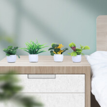 4 Pcs Mini Simulation Pot Plants Set Artificial Potted Plants Set with Ceramic Pots for Home Office Table Decoration