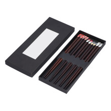 5 Pairs Chopsticks Household Wooden Printed Pointed Chopsticks Tableware for Home Restaurant