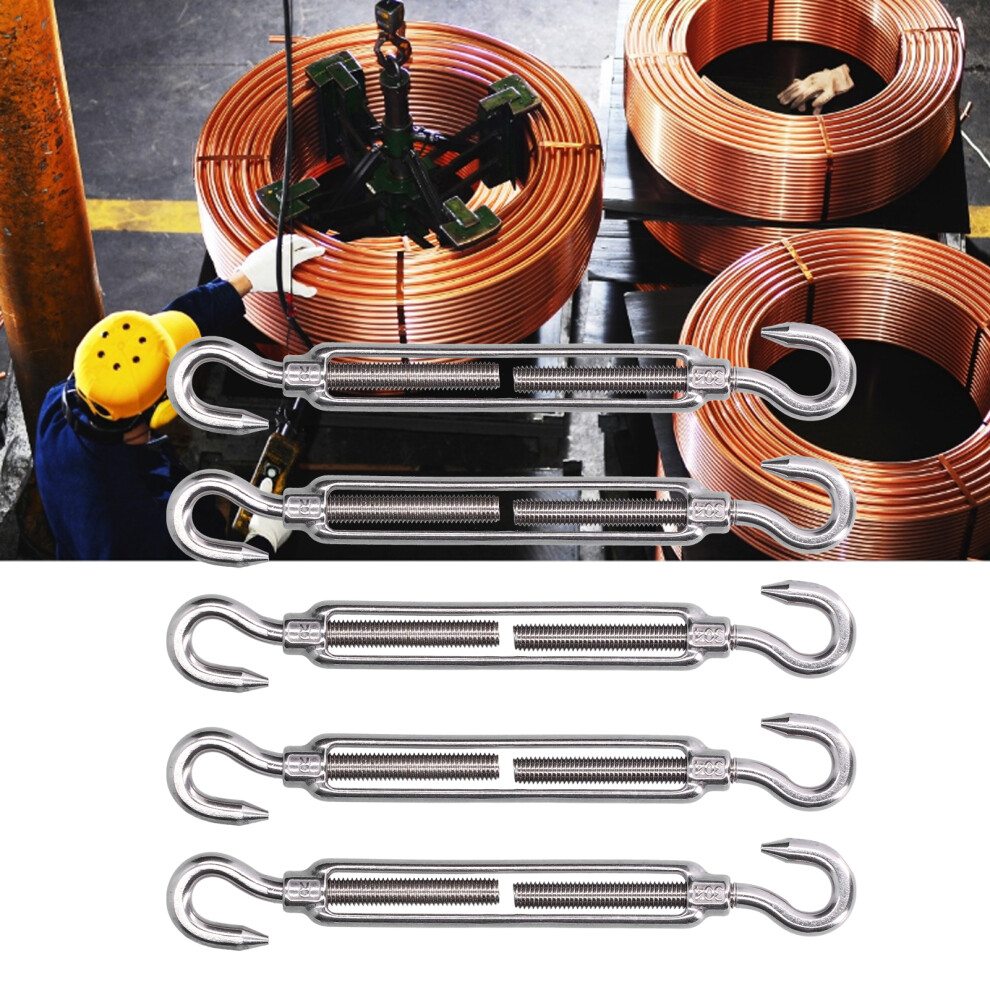 5Pcs Turnbuckle Hook And Hook Wire Rope Tension 304 Stainless Steel Shade Sail Hardwarem4 7601322259508