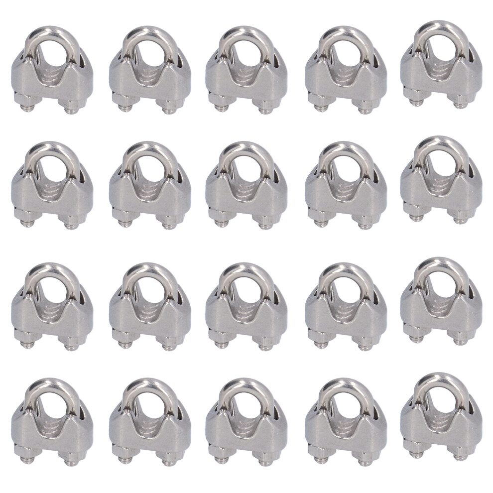20Pcs Stainless Steel Wire Rope Clamp Hardware Rigging Cable Clip Lock Clamping Fastenersm5(5Mm) 5051322259640