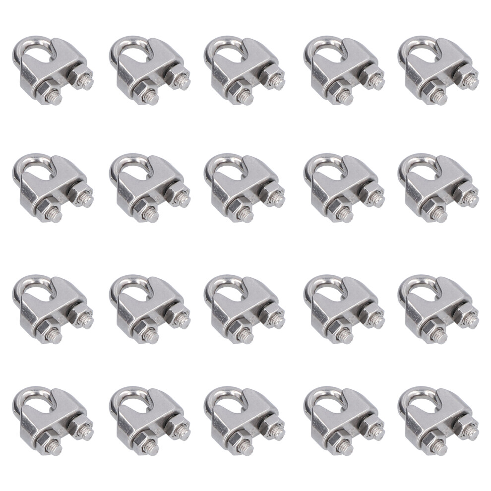 20Pcs Stainless Steel Wire Rope Clamp Hardware Rigging Cable Clip Lock Clamping Fastenersm2(2Mm) 9491322259633
