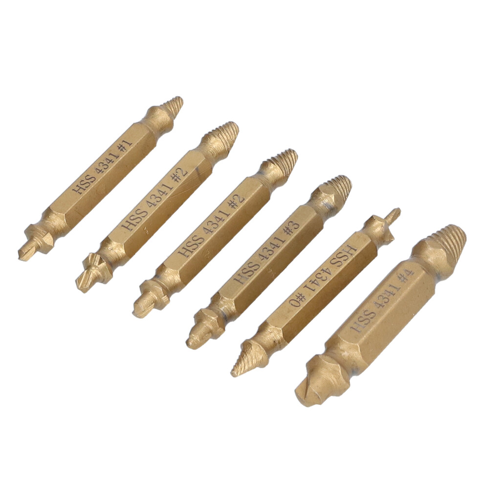 6Pcs Broken Screw Bolt Remover Ti Plated High Speed Steel Double Head Extractor Drill Bits 4671322259658