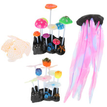 Confezione da 4 funghi in silicone rosa kelp 9x7cm per acquario