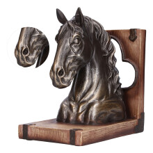 BS20900 Fermalibri in resina con testa di cavallo in bronzo