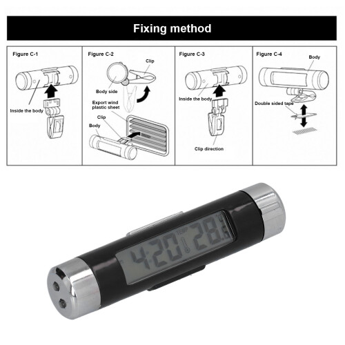 K01 Car Thermometer Battery Powered Multifunctional Luminous LCD Car Dashboard Clock 2