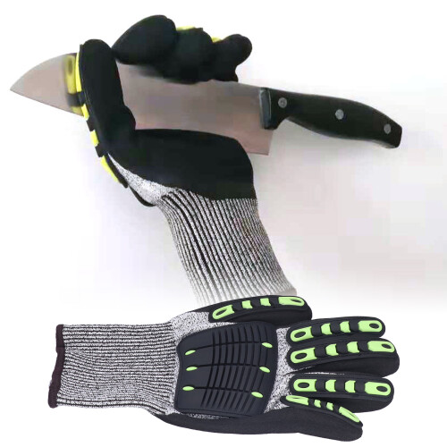 Guanto antitaglio a 5 livelli HPPE+TPR 26 cm Nero